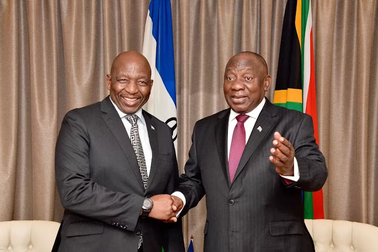 President Cyril Ramaphosa and prime minister of Lesotho Samuel Matekane at the inaugural session of the South Africa – Lesotho bi-national commission in Pretoria on Thursday. Image: GCIS.